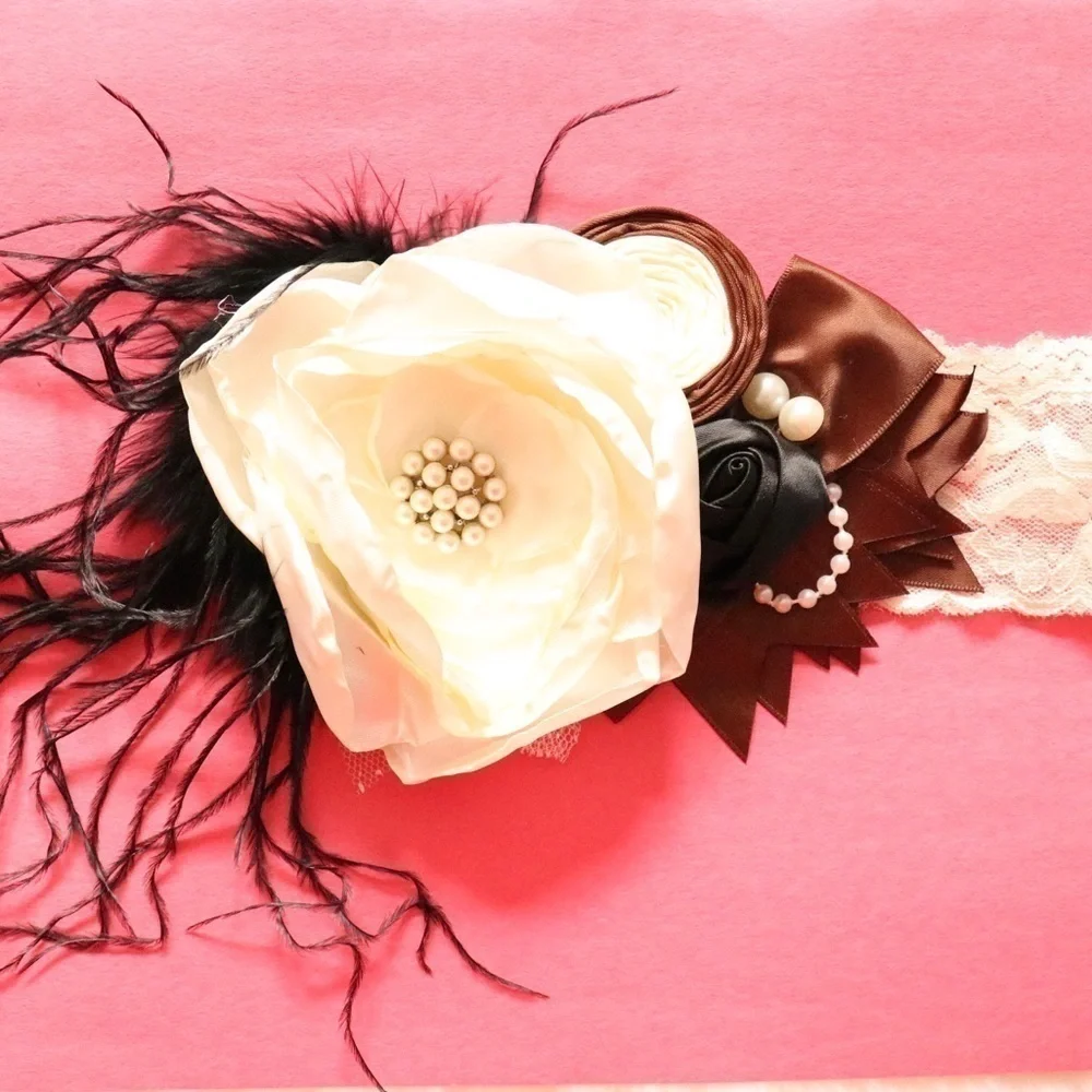 NEW Girls & Baby Couture Floral/ Feather Headbands